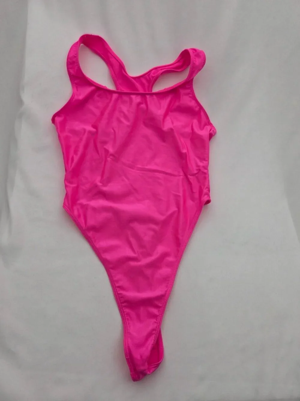 Vintage 80s Neon Pink High Cut Thong Bodysuit – Electric Retro S/M - Picture 2 of 5